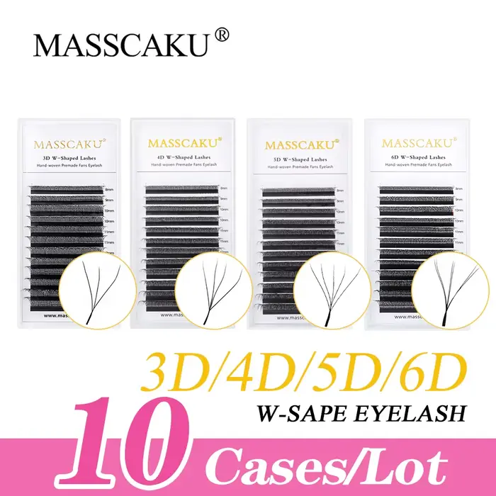 MASSCAKU 10 étuis floraison automatique forme W Bloom 6D8D Extensions de cils Premium Super conforta