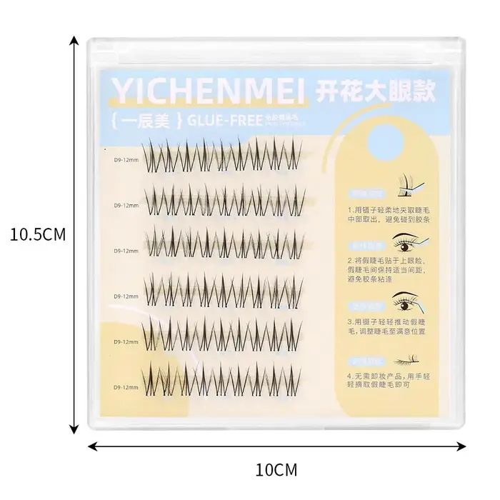 6 rangées de faux cils sans colle dans un seul cluster