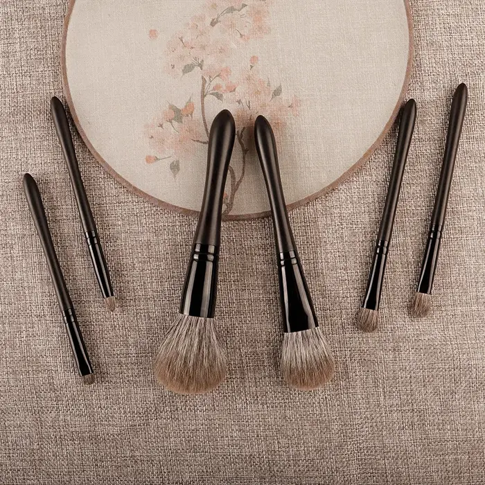 6 pièces/ensemble pinceaux de maquillage en cheveux de renard ensemble poudre fard à joues pli