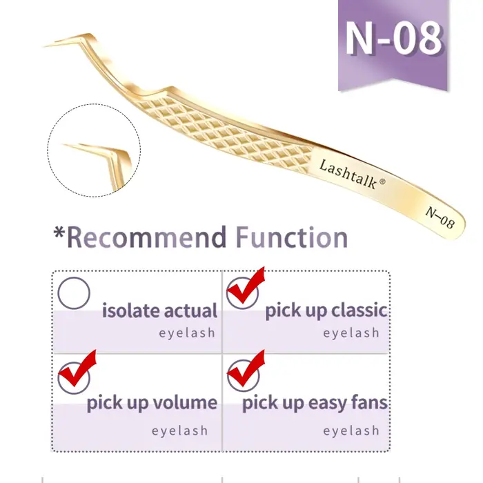 Lashtalk pince à épiler à pointe de Fiber de précision Extensions de cils poignée en diamant anti-dérapant Premium or