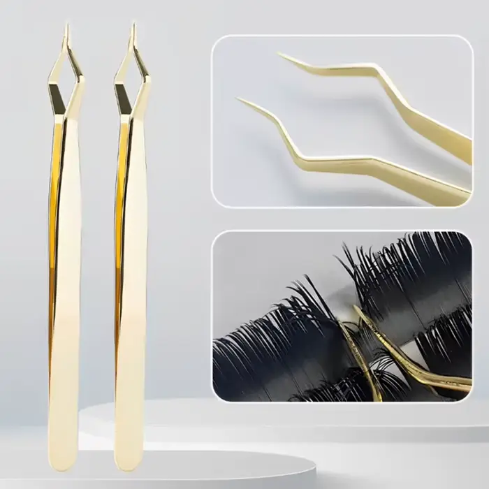 Pincettes d'extension de cils isolantes, nouveau design, pincettes à pointe incurvée en acier inoxyd