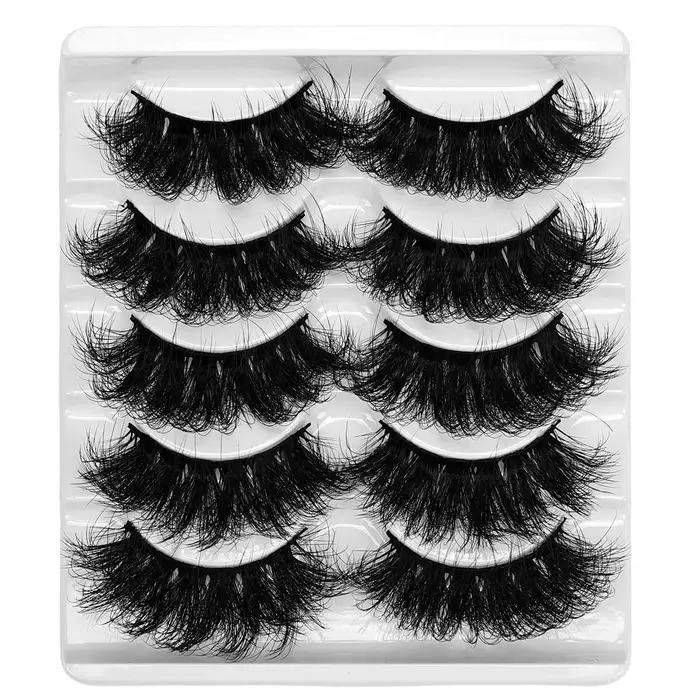 5 paires de faux cils en vison, longue durée, volumineux, effet spectaculaire, épais et longs
