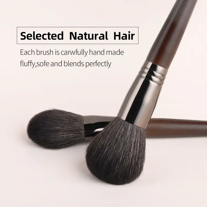 OVW – Kit de pinceaux de maquillage en poils de chèvre naturels, brosses de beauté cosmétiques, 15/2