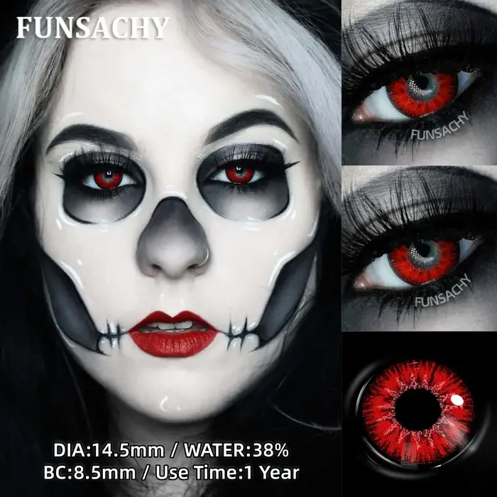 FUNSACHY Cosplay lentilles de Contact blanches pour les yeux lentille de jeu de rôle Anime Halloween