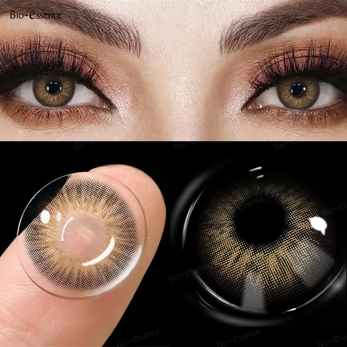 Bio-essence 1 paire de lentilles de contact colorées pour élèves, lentilles marron à la mode pour le maquillage, lentilles de cosplay, haute qualité, année des élèves naturels