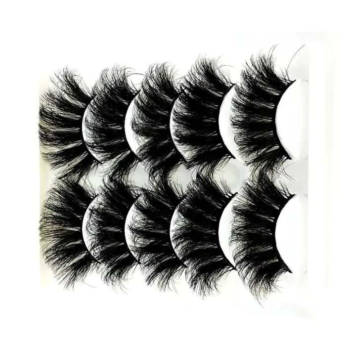 5 paires 25mm 8D cils de vison en vrac moelleux naturel Faux cils épais dramatique Faux cils de viso