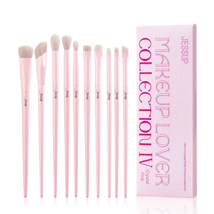 Set de pinceaux Jessup pour ombres à paupières Pinceau maquillage yeux rose