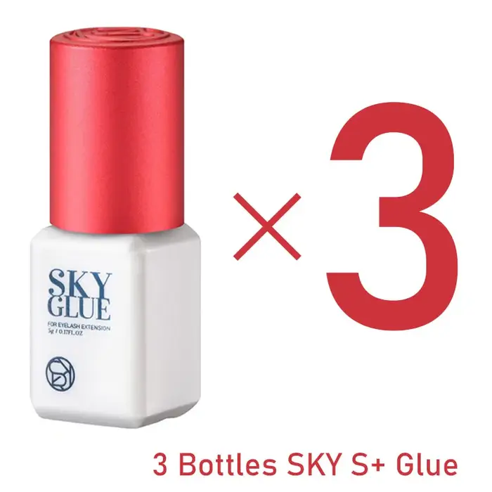 3 bouteilles SKY S + colle faux cils Extension fournitures corée 5ml noir rouge bleu capuchon beauté santé maquillage