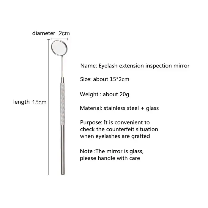Miroir de contrôle d'extensions de cils en forme de cœur, miroir multifonction en acier inoxydable,