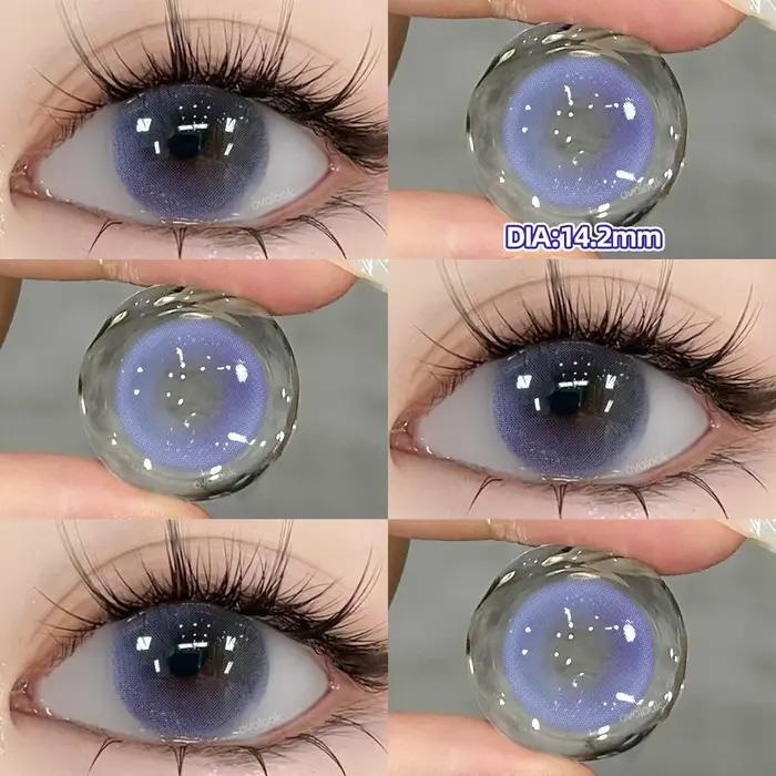 OVOLOOK-1 paire de lentilles de contact colorées pour les yeux, lentilles marron naturelles à la mode, 14.2/14.5mm, lentilles de beauté colorées bleues, violettes, roses