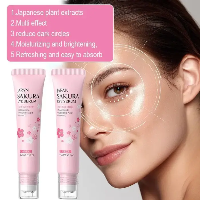 Crème raffermissante pour les yeux LAIKOU Sakura avec bille roulante