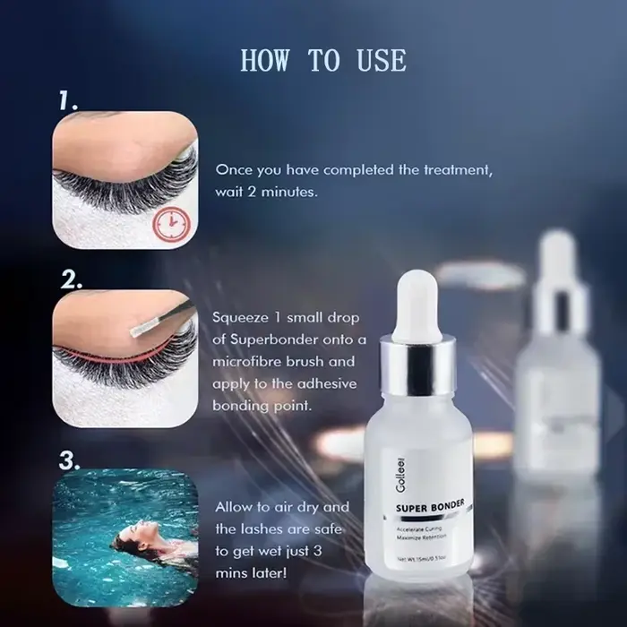 GOLLEE Super Bonder Extensions de cils scellant et colle d'extension de cils 0.5 secondes rétention