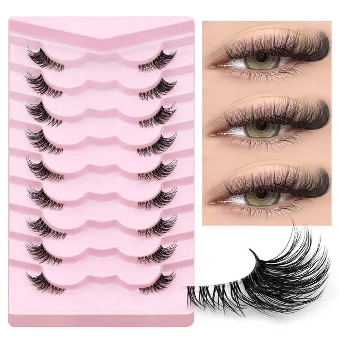 GROINNEYA Demi-cils cils pour les yeux de chat naturel