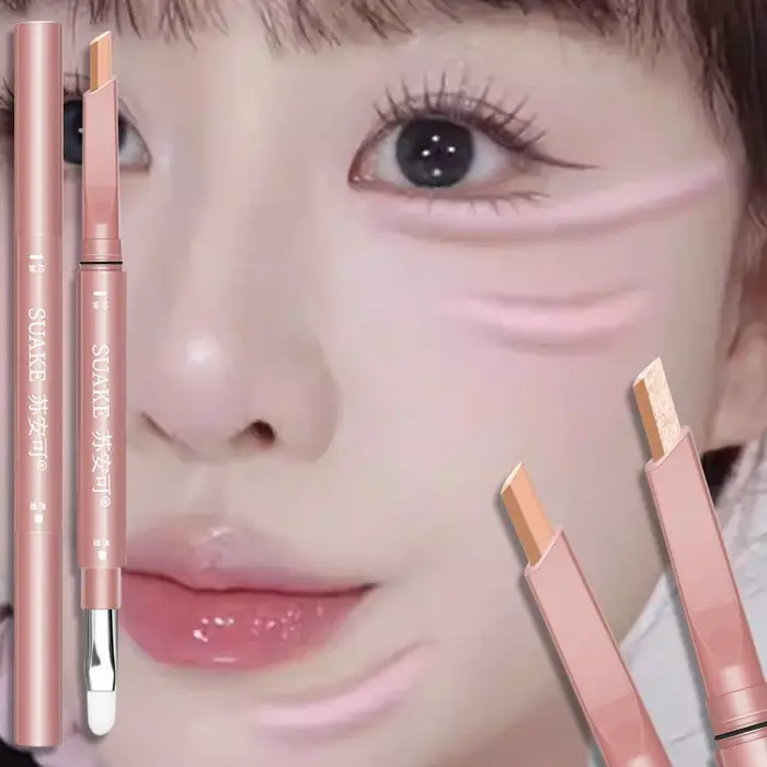 Crayon illuminateur Aegyo Sal waterproof naturel double couleur pour les yeux, effet « silkworm », contour et highlighter pour le maquillage des yeux