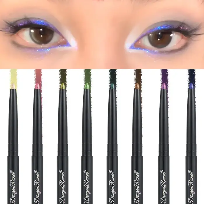 Crayon Eyeliner Nacré Effet Aurore Imperméable Bleu Violet Paillettes Diamantées Fard à Paupières Métallique Chrome Maquillage Yeux Effet Silkworm