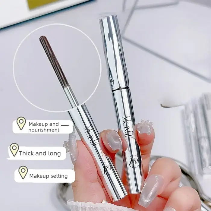 Mascara à tête de brosse en spirale imperméable-Tube en acier longue durée facile à appliquer-convient au
