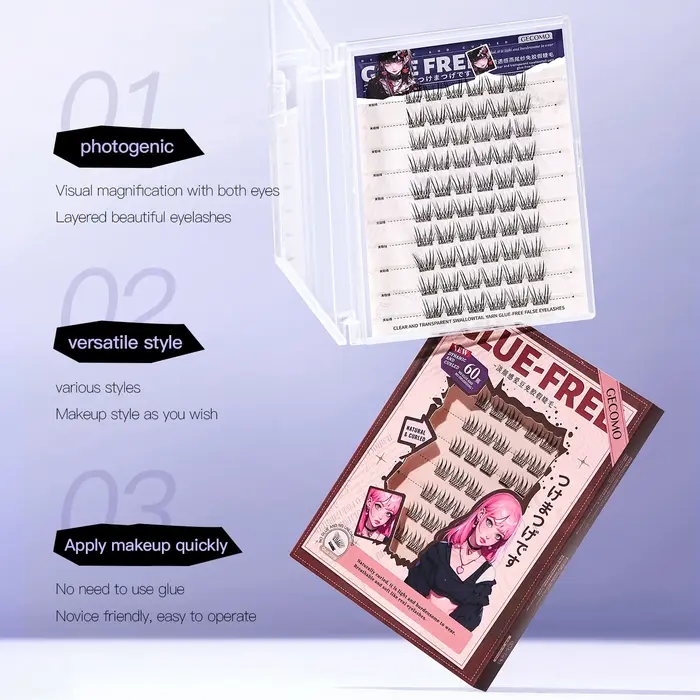 Faux-cils moelleux sans colle