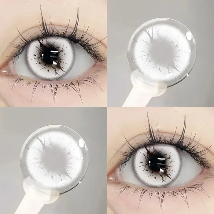 Paire Halloween Cosplay lentilles de Contact colorées pour les yeux Anime noir blanc couleur Contacts cosmétiques