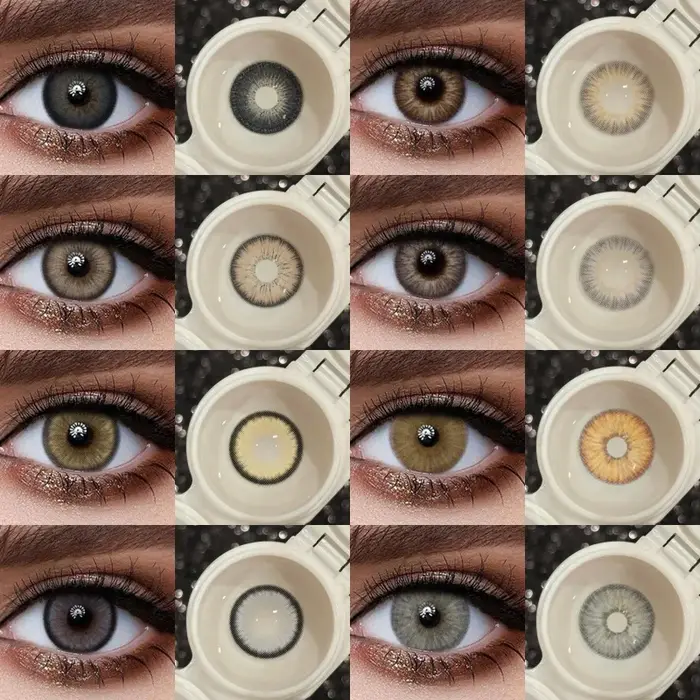 FUNSACHY 1 Paire de Lentilles de Contact Naturelles Colorées pour les Yeux Marron Gris