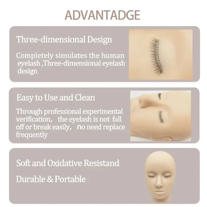 Tête de Mannequin 4D pour la Pratique de l'Extension des Cils, Outils de Formation au Greffage avec
