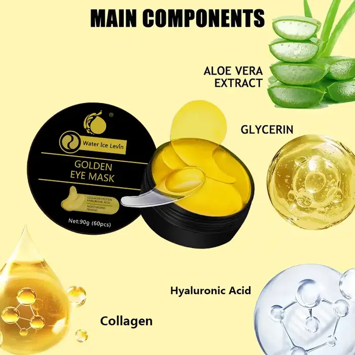 Masque pour les yeux dorés contient du collagène et de l'aloe vera - Patch hydratant hypoallergénique adapté à tous les