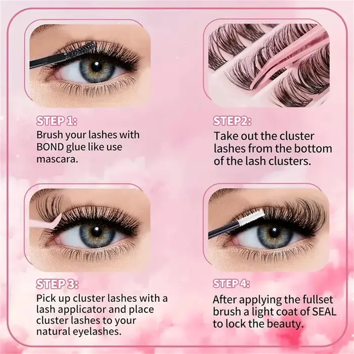 Lot de 200 faux cils en grappe individuelle
