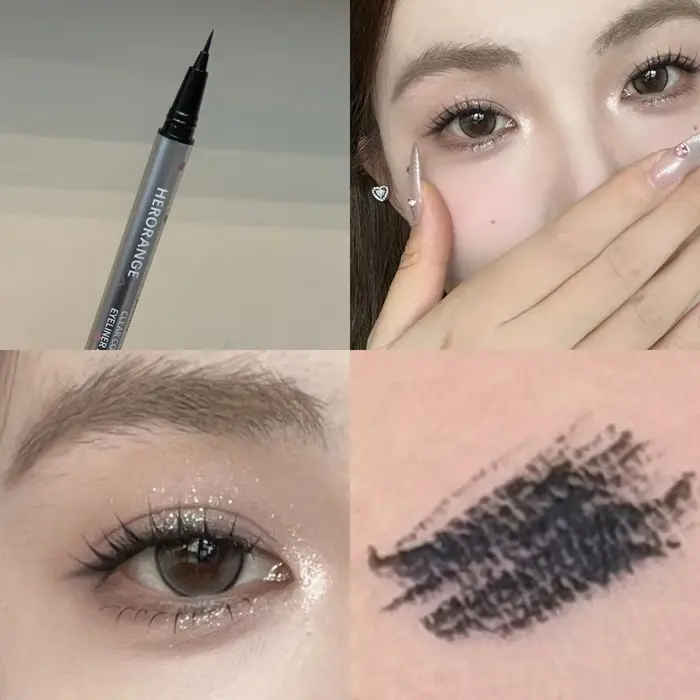 HERORANGE Eyeliner liquide waterproof, noir-brun, séchage rapide, anti-bavures, anti-transpiration, 