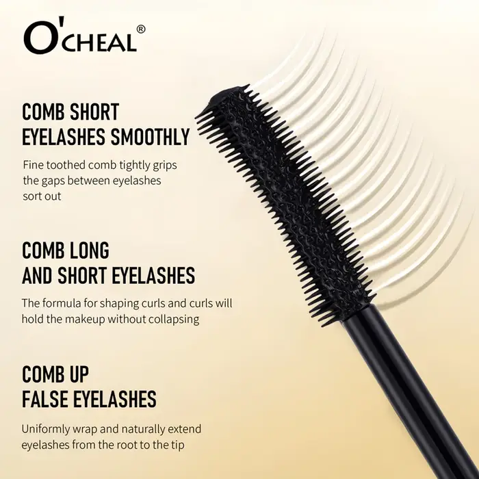 Mascara O'CHEAL Gold Mascara Noir 3D Soie Épaisse Bouclée Allongeant les Cils Séchage Rapide Difficile à Baver Longue Durée Imperméable