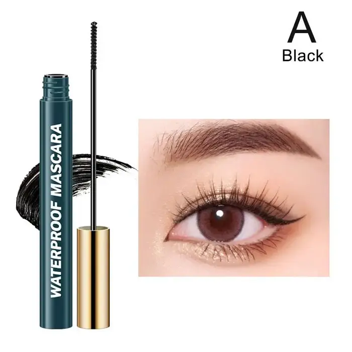 Mascara 4D waterproof noir et brun, tête de brosse ultra-fine, longue tenue, anti-bavures, allongean