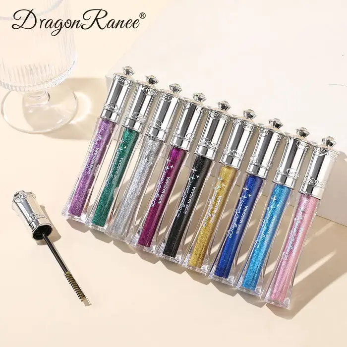 Mascara coloré diamant brillant bleu paillettes scintillantes
