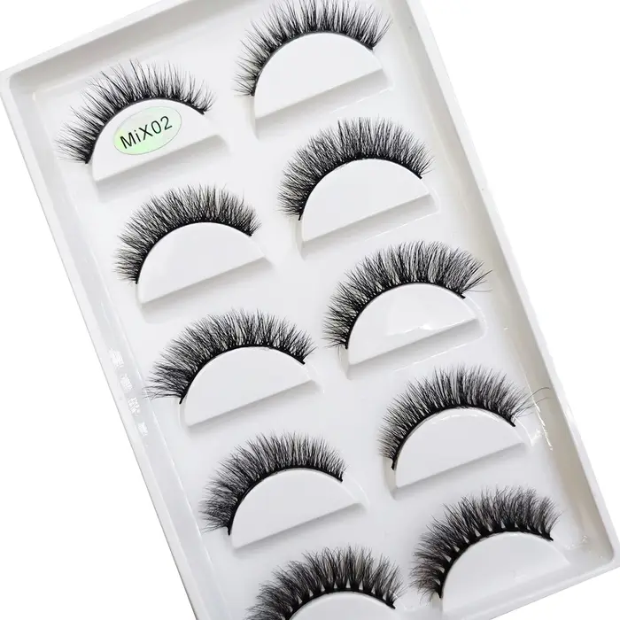 Nouveau 5 paires naturel 3D Faux Cils Maquillage vison