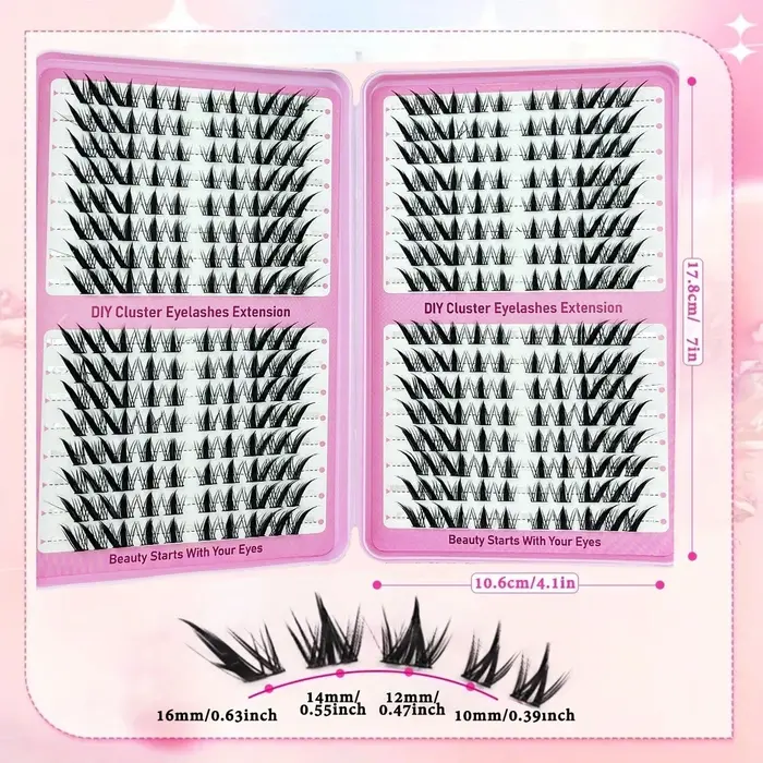 32 rangées de faux cils individuels en forme de C