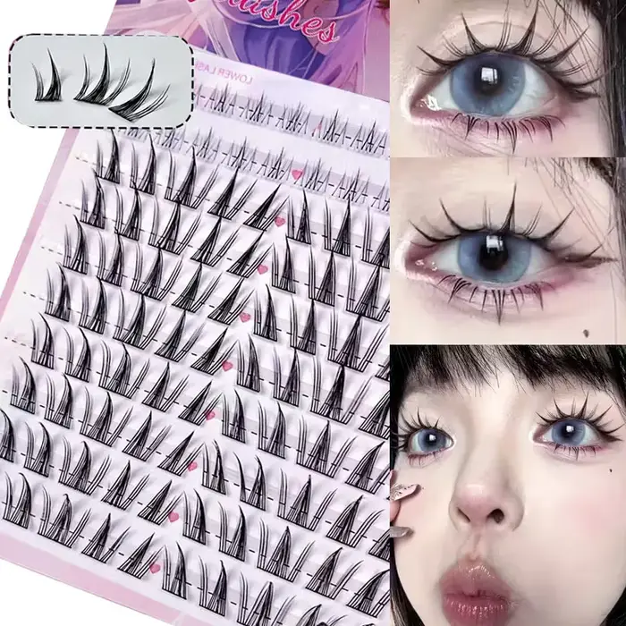 Apparence naturelle Anime faux cils bricolage Extension de cils-104 pièces