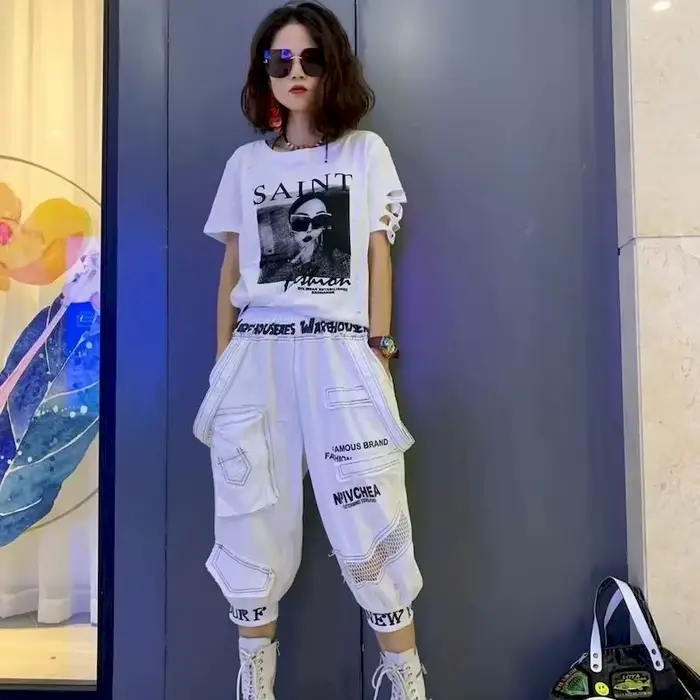 T-shirt en coton imprimé à motif d'oeil pour femmes, manches courtes, design de mode, tendance d'été