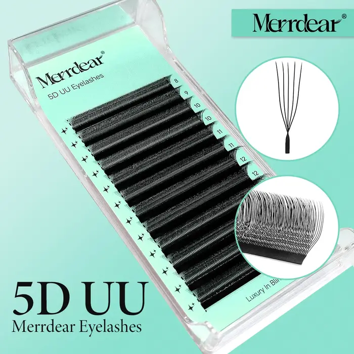 Merrdear C/D U-Shaped 2D/3D/4D/5D/6D Mix 8-15MM Faux Cils Professionnels Faits Main Volume Naturel Fournitures