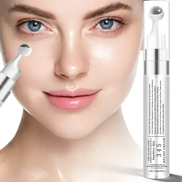 Crème Contour des Yeux Apaisante et Réparatrice 345 Relief – Roll-on Multi-Soin Hydratation Profonde et Apaisement Doux pour Tous Types de Peau 15ml