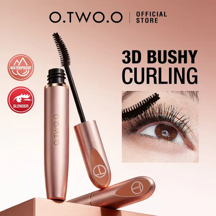 O.TWO.O Mascara Noir 3D Fibres de Soie Imperméable Longue Tenue Extension Volume Allongement Courbur