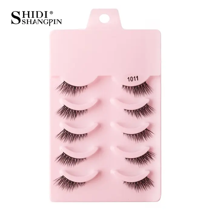 Faux cils demi-bouquet 10-5 paires, effet œil de chat, extension de cils 3D en vison, maquillage nat