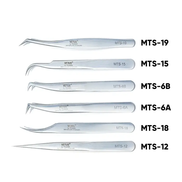 VETUS – pincettes argentées originales de la nouvelle série MTS pour Extensions de cils