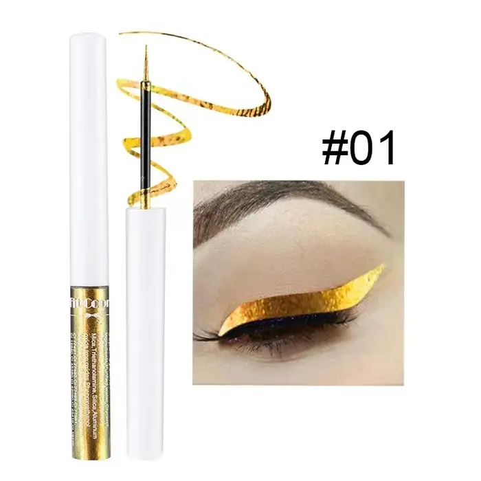 Ensemble d'eyeliner liquide caméléon doré, 6 couleurs, imperméable, longue durée, diamant, paillette