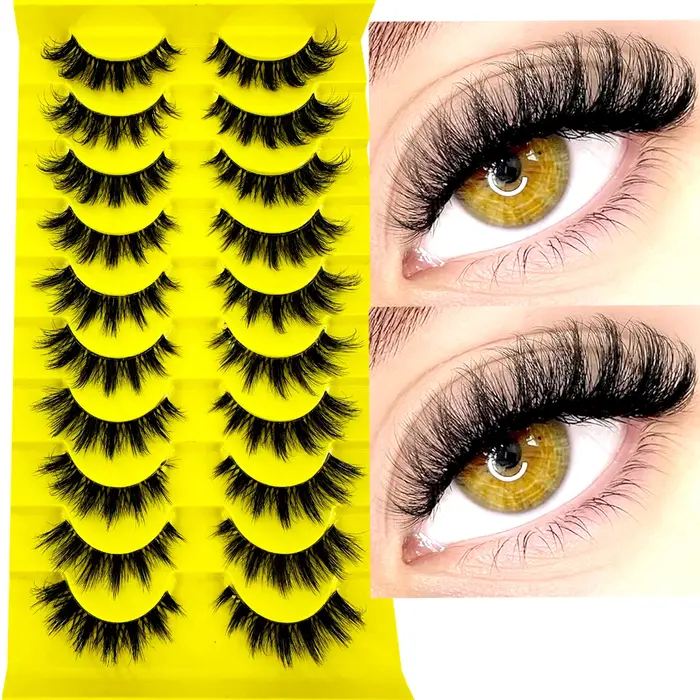 10 paires de Faux cils 6D Super moelleux et vaporeux