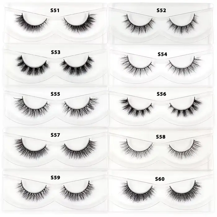 30/60/100 paires de cils de vison sans boîte cils de vison 3D courts faux cils de vison naturel en v