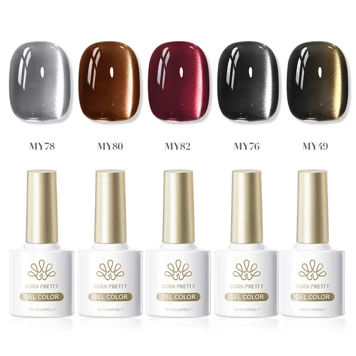 BORN PRETTY 5 pièces chat magnétique Gel pour les yeux vernis à ongles ensemble paillettes Ultra brillance tremper UV LED Nail Art Design manucure Kit d'ongles