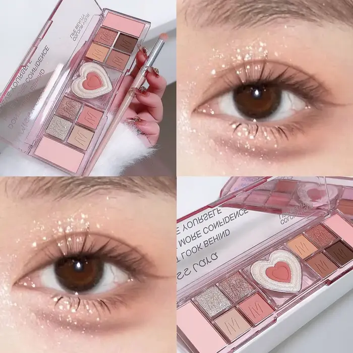 Palette de fards à paupières rose, 12 couleurs, cœur d'amour, ton naturel frais, faible Saturation, 