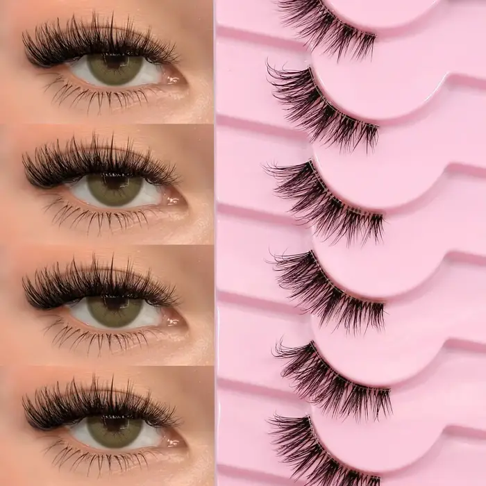 Veltrinay – demi-cils naturels pour chat, doux et vaporeux, avec bande Invisible transparente, faux
