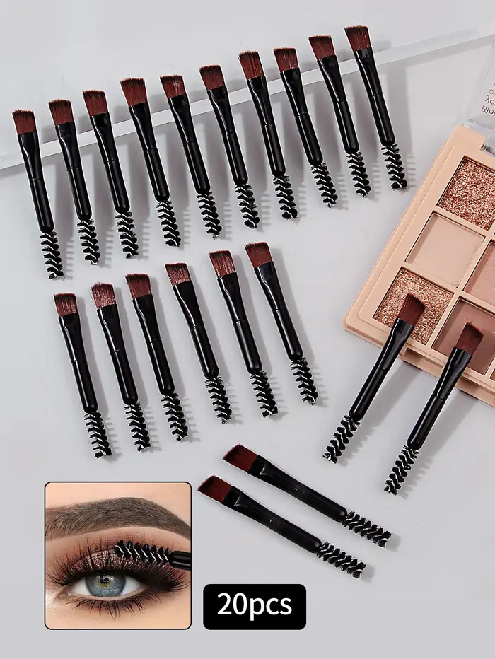 Pinceau à sourcils double embout, brosse à cils et pinceau à sourcils biseauté pour maquillage des y
