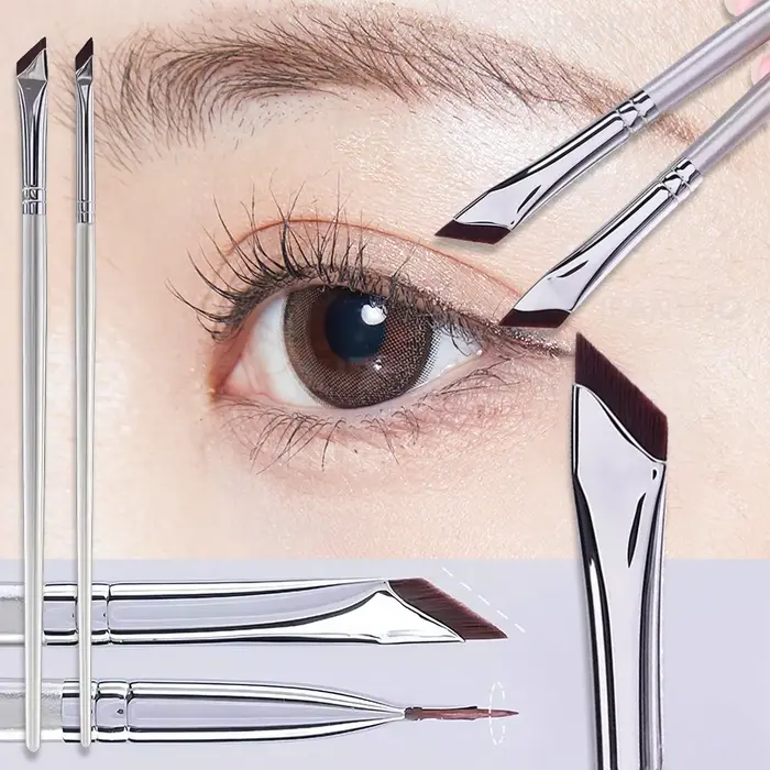 1/2/3 Pinceaux professionnels ultra-fins angulaires pour eye-liner, pinceaux plats à angle fin pour le contour des sourcils, pinceaux de précision pour le maquillage du visage, outils de maquillage