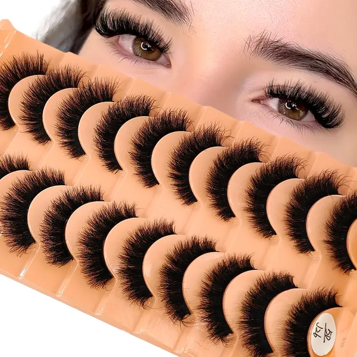 Nouveau 10 paires de Cils maquillage doux moelleux 3D vison Faux Cils épais fait à la main Volume vi