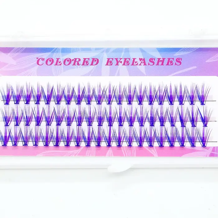 Extensions de cils en grappe colorées bleu-violet, effet volume 20D, longues et naturelles, faux-cil