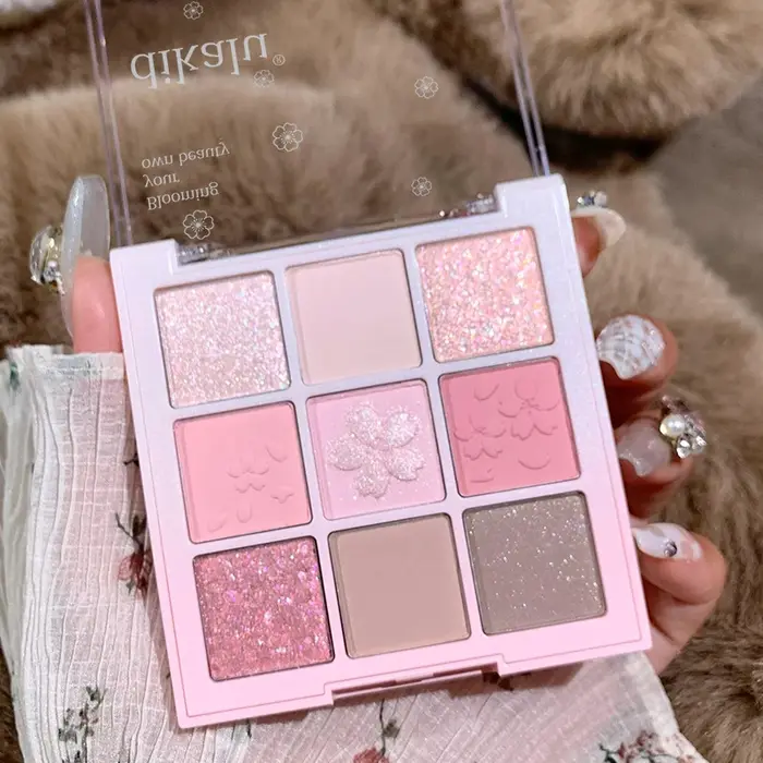 DIKALU 9 couleurs Sakura fard à paupières Palette paillettes mat faible Saturation rose marron nu maquillage miroitant Pigments pour les yeux longue durée